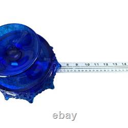 Fostoria Luxembourg Crown Triple Candle Holder Cobalt Blue Footed Glass Rare