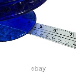 Fostoria Luxembourg Crown Triple Candle Holder Cobalt Blue Footed Glass Rare