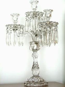 Fostoria QUEEN ANNE COLONY Large 20 Inch Banquet Candelabra 4 Light withPrisms