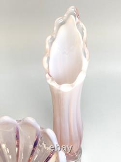 Fostoria Table Charms Clear with 2-Opalescent Pink Peg Vase & Candle Bowl