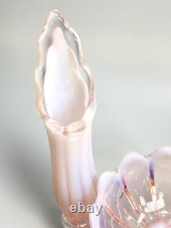 Fostoria Table Charms Clear with 2-Opalescent Pink Peg Vase & Candle Bowl