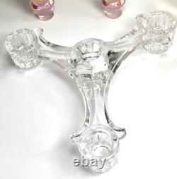Fostoria Table Charms Clear with 2-Opalescent Pink Peg Vase & Candle Bowl