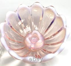 Fostoria Table Charms Clear with 2-Opalescent Pink Peg Vase & Candle Bowl
