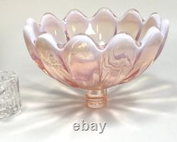 Fostoria Table Charms Clear with 2-Opalescent Pink Peg Vase & Candle Bowl