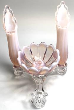 Fostoria Table Charms Clear with 2-Opalescent Pink Peg Vase & Candle Bowl