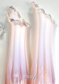 Fostoria Table Charms Clear with 2-Opalescent Pink Peg Vase & Candle Bowl