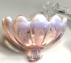 Fostoria Table Charms Clear with 2-Opalescent Pink Peg Vase & Candle Bowl