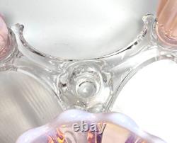 Fostoria Table Charms Clear with 2-Opalescent Pink Peg Vase & Candle Bowl