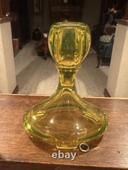 Fostoria Vaseline Uranium Yellow Green 9.5 Trumpet Candlestick Holders Set Lot