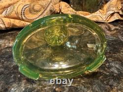 Fostoria Vaseline Uranium Yellow Green 9.5 Trumpet Candlestick Holders Set Lot
