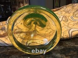 Fostoria Vaseline Uranium Yellow Green 9.5 Trumpet Candlestick Holders Set Lot