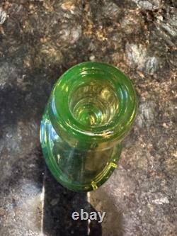 Fostoria Vaseline Uranium Yellow Green 9.5 Trumpet Candlestick Holders Set Lot