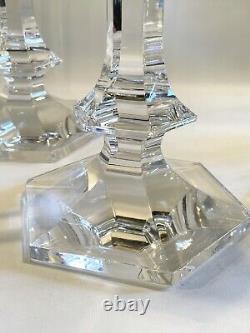 Four 11.25 Val St. Lambert Clear Crystal Glass Elysee Candle Holders