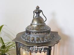 French Antique Vintage Garden Candle Hurricane Lantern Lamp Holder Large 70cm