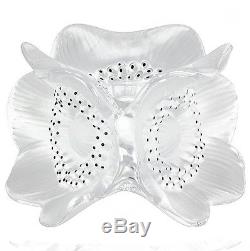 French Lalique Three Anemones Flower Crystal Candle Holder an elegant gift