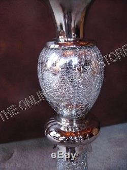 Frontgate Mark Roberts Christmas Pillar Candle Holder Candlestick Crackled Glass