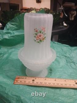 Frosted Glass Fairy Lamp With Roses Decal