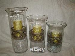 GG Collection 3 Ogee-G Cylinder Hurricane Candle Holders Gracious Goods