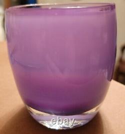 GLASSYBABY Hyacinth Pre Triskelion Purple Art Glass Votive Candle Holder EUC