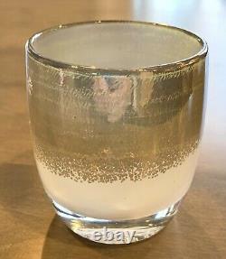 GLASSYBABY Snowflake #1850 Hand Blown Glass Candle Holder Votive Silver White