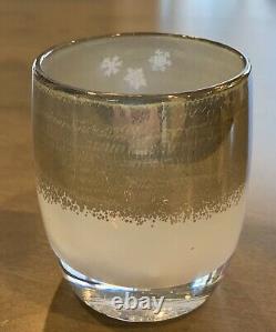 GLASSYBABY Snowflake #1850 Hand Blown Glass Candle Holder Votive Silver White