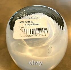 GLASSYBABY Snowflake #1850 Hand Blown Glass Candle Holder Votive Silver White