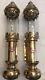 Gwr Railroad Brass Glass Candle Holders Lantern Lamps Sconces Wall Mt Set Of 2