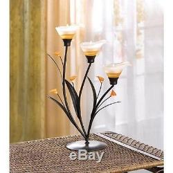 Gifts & Decor Amber Lilies Flower Decorative Tealight Candle Holder Home Accent