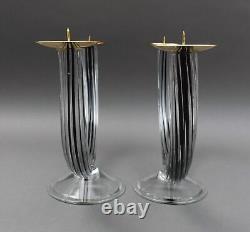 Giuliano Tosi Signed Pair Murano Italian Art Glass Candlestick Candle Holders