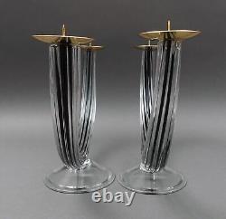 Giuliano Tosi Signed Pair Murano Italian Art Glass Candlestick Candle Holders