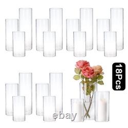 Glass Candle Holder 18 PCS Clear Cylinder Pillar Vase PHOSPHOR Hurricand Wedding