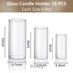 Glass Candle Holder 18 PCS Clear Cylinder Pillar Vase PHOSPHOR Hurricand Wedding