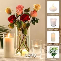 Glass Candle Holder 18 PCS Clear Cylinder Pillar Vase PHOSPHOR Hurricand Wedding