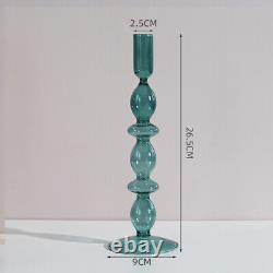 Glass Candle Holder Mid Century Design Retro Candlestick Stand Wedding Party