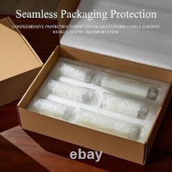 Glass Candle Holder Set with White Pillar Candles 6-piece