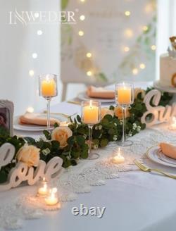 Glass Candle Holder for Table Centerpiece Tall Tea Lights Candle Holder, El