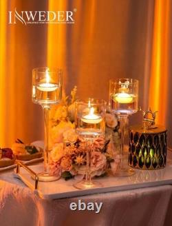 Glass Candle Holder for Table Centerpiece Tall Tea Lights Candle Holder, El