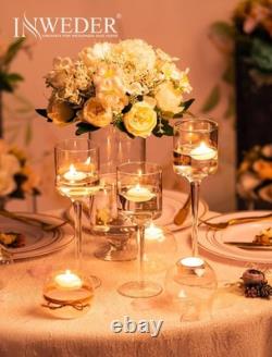 Glass Candle Holder for Table Centerpiece Tall Tea Lights Candle Holder, El