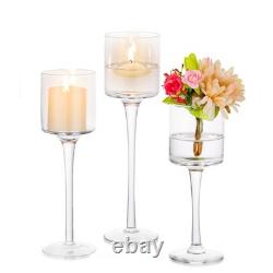Glass Candle Holder for Table Centerpiece Tall Tea Lights Candle Holder, El