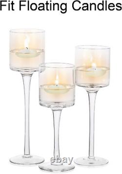 Glass Candle Holder for Table Centerpiece Tall Tea Lights Candle Holder, Eleg