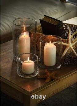 Glass Candle Holders Set of 3 Cylinder Vases for Pillar Candles Modern Decor