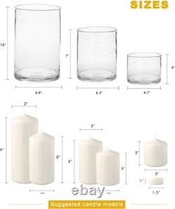 Glass Candle Holders Set of 3 Cylinder Vases for Pillar Candles Modern Decor