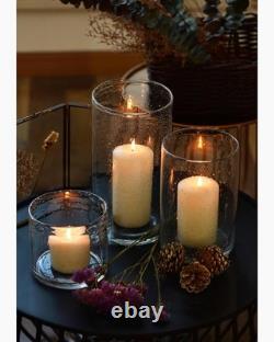 Glass Candle Holders Set of 3 Cylinder Vases for Pillar Candles Modern Decor