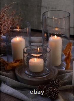 Glass Candle Holders Set of 3 Cylinder Vases for Pillar Candles Modern Decor