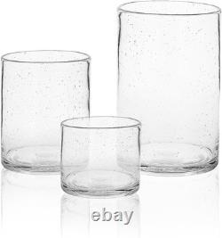 Glass Candle Holders Set of 3 Cylinder Vases for Pillar Candles Modern Decor