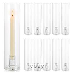 Glass Candle Holders for Candlesticks Hurricane Set of 10 Tall Taper Candle