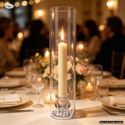 Glass Candle Holders with Covers 24 Pack Hurricane Vases For Wedding Centerpiece