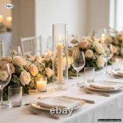 Glass Candle Holders with Covers 24 Pack Hurricane Vases For Wedding Centerpiece