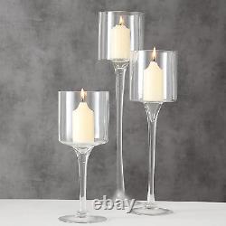Glass Candleholders Tea Light Candle Holders Wedding Weddings Hurricane Tall Ele
