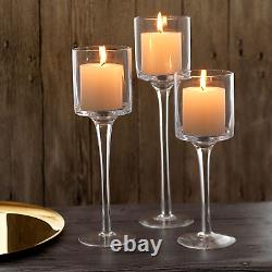 Glass Candleholders Tea Light Candle Holders Wedding Weddings Hurricane Tall Ele